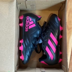 Adidas Girl Soccer Cleats 11 black and pink shoes